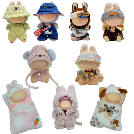 Romantic 15-17Cm Lafufu Clothes Set - Pink Bear Hat & Matching Outfit with Accessories Perfect for 15-17Cm Doll