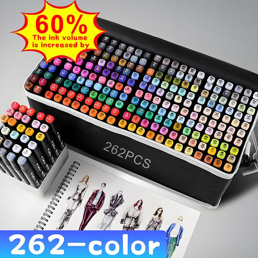 262-Color Alcohol Markers Set Dual Brush & Fine Tips Refillable Ink +Storage Case for Professional Artists, Manga, Illustration Holiday Gift Graduation Gift Birthday Gift School Project Paint Crayon