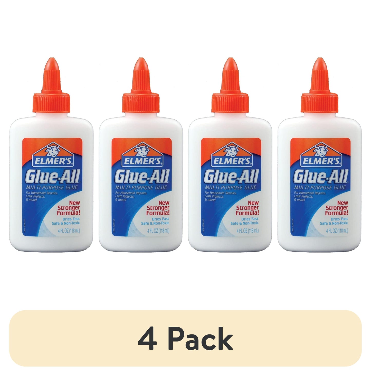 (4 Pack)  Glue-All Multi-Purpose Liquid Glue, Extra Strong, 4 Ounces, Great for Making Slime, 1 Count