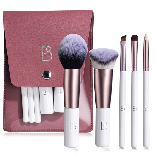 5Pcs/Set Travel Makeup Brushes Premium Synthetic Foundation Powder Concealers Eye Shadows with Storage Bag